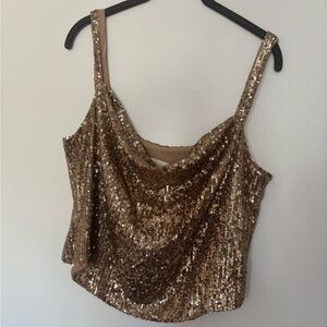 Anthropologie Gold Sequin Cowl Camisole